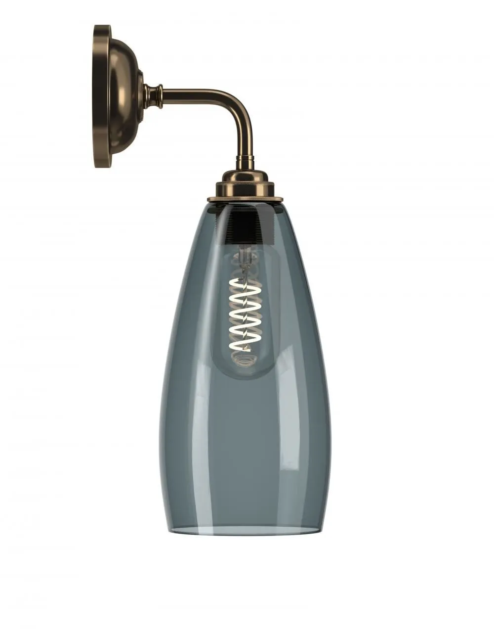 Medium Wall Light - Antique Brass, Smoked Glass