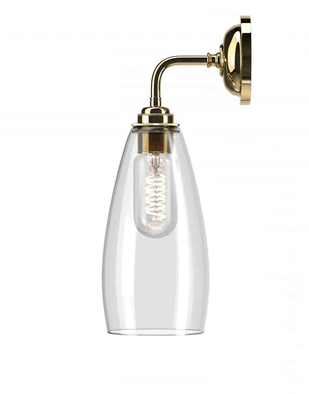 Medium Wall Light with Clear Glass - Polished Brass
