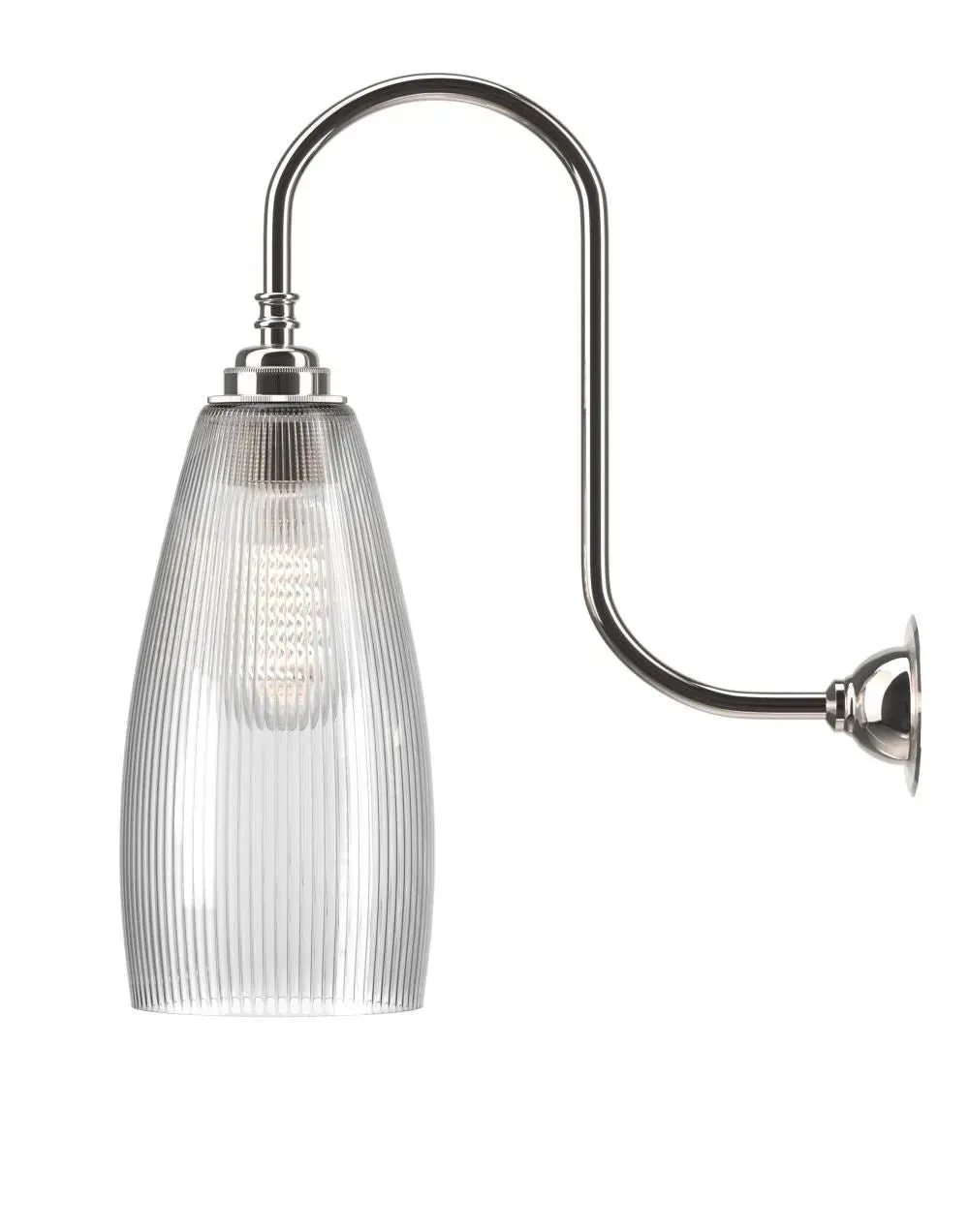 Medium Wall Light with Ribbed Glass - Nickel