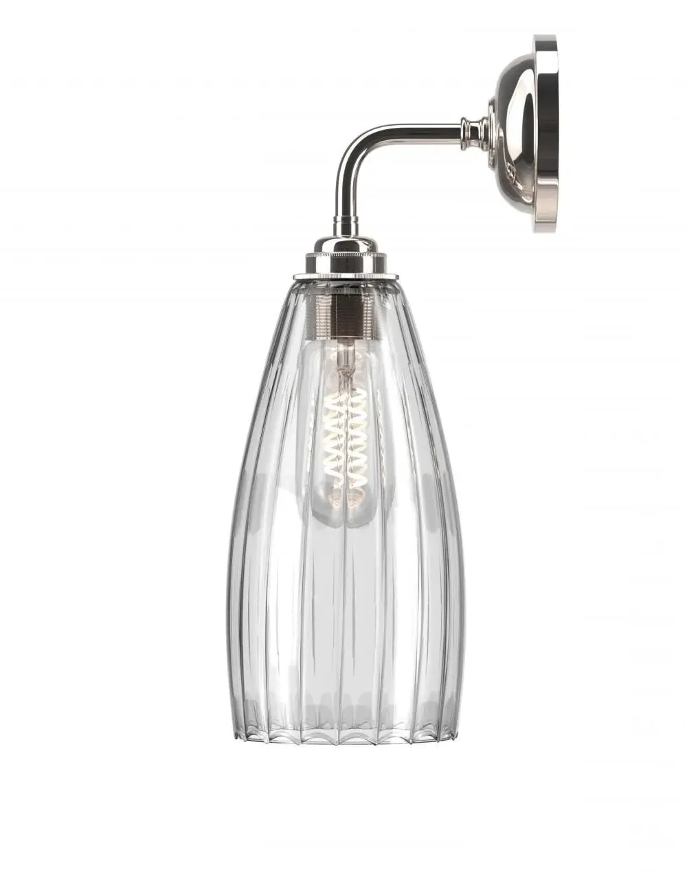 Medium Wall Light with Ribbed Glass - Nickel