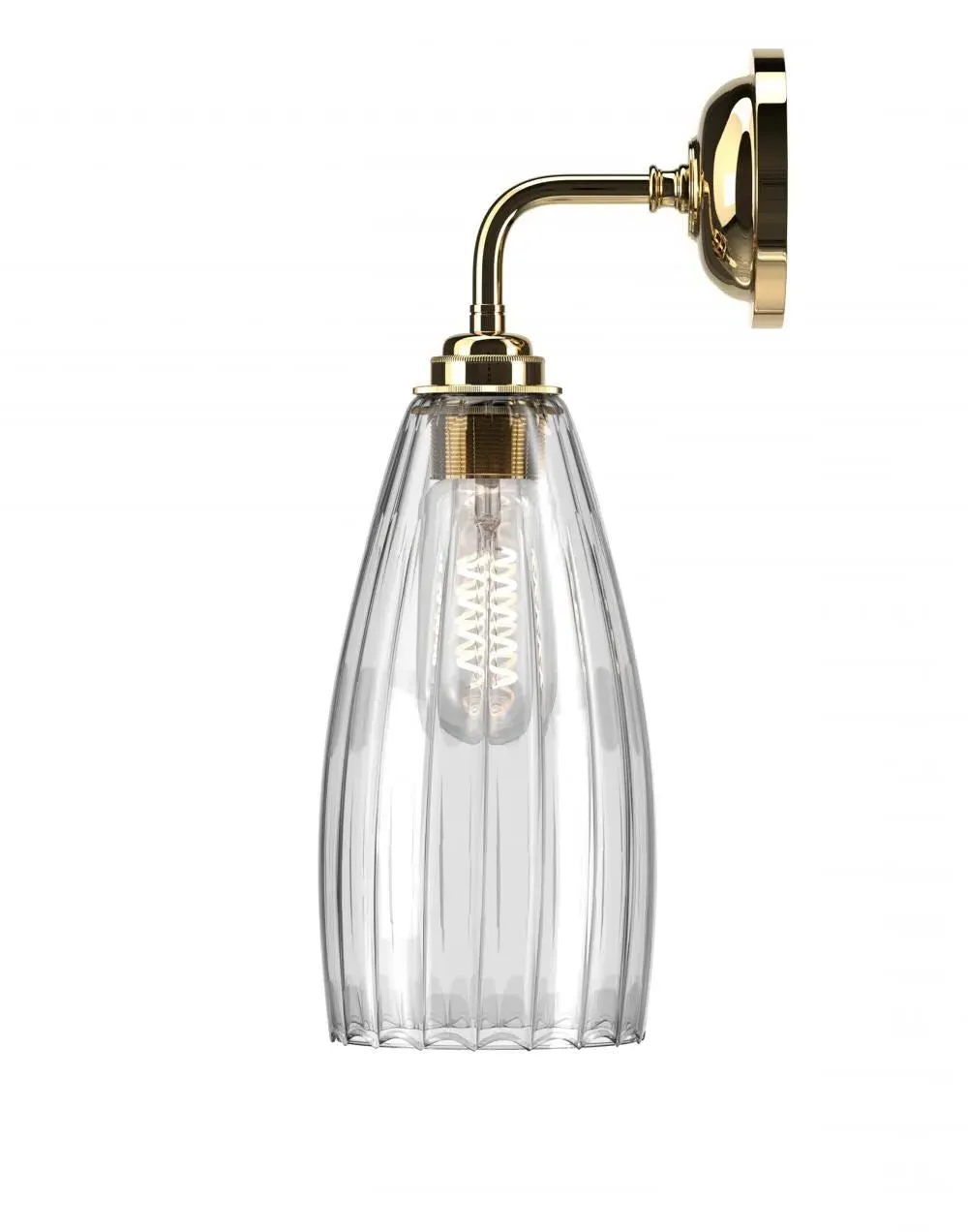 Medium Wall Light with Ribbed Glass - Polished Brass