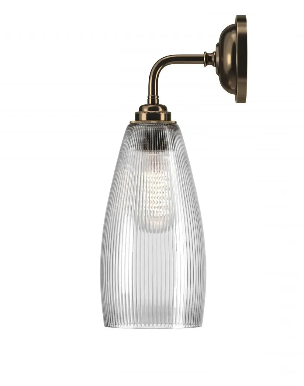 Medium Wall Light with Ribbed Glass - Polished Brass