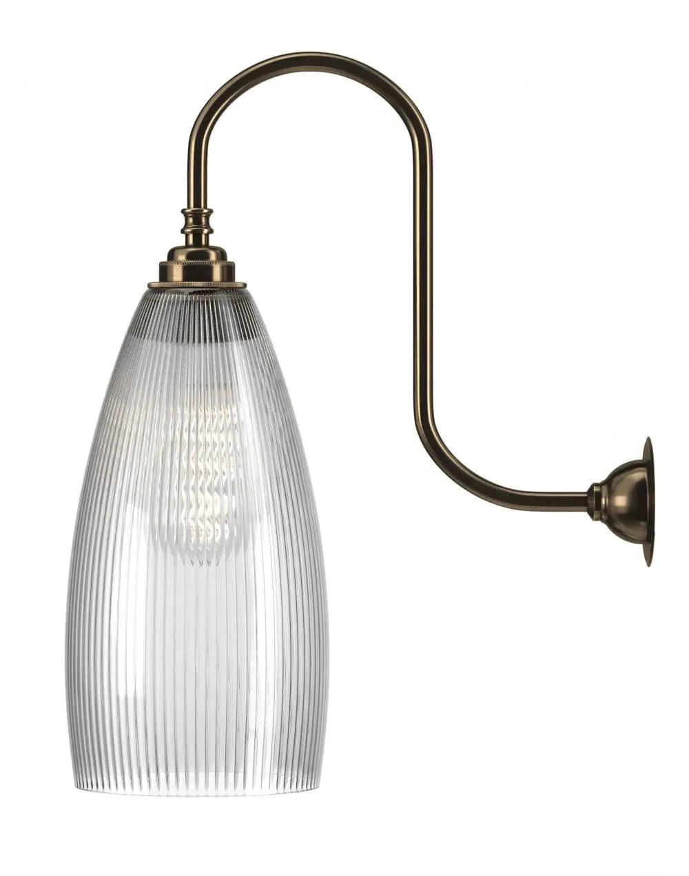 Medium Wall Light with Skinny Ribbed Glass - Nickel