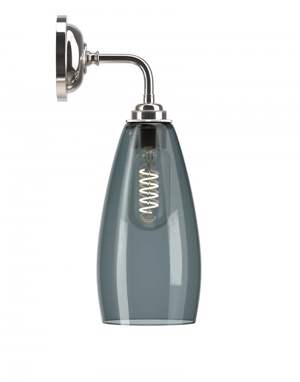 Medium Wall Light with Smoked Glass - Nickel