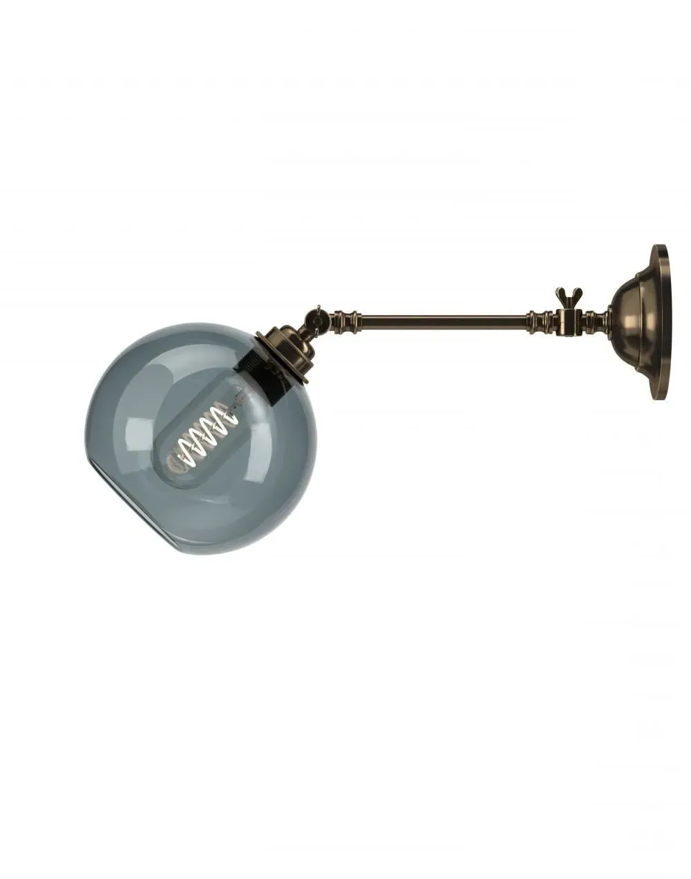 Medium Wall Reading Light - Antique Brass, Glass