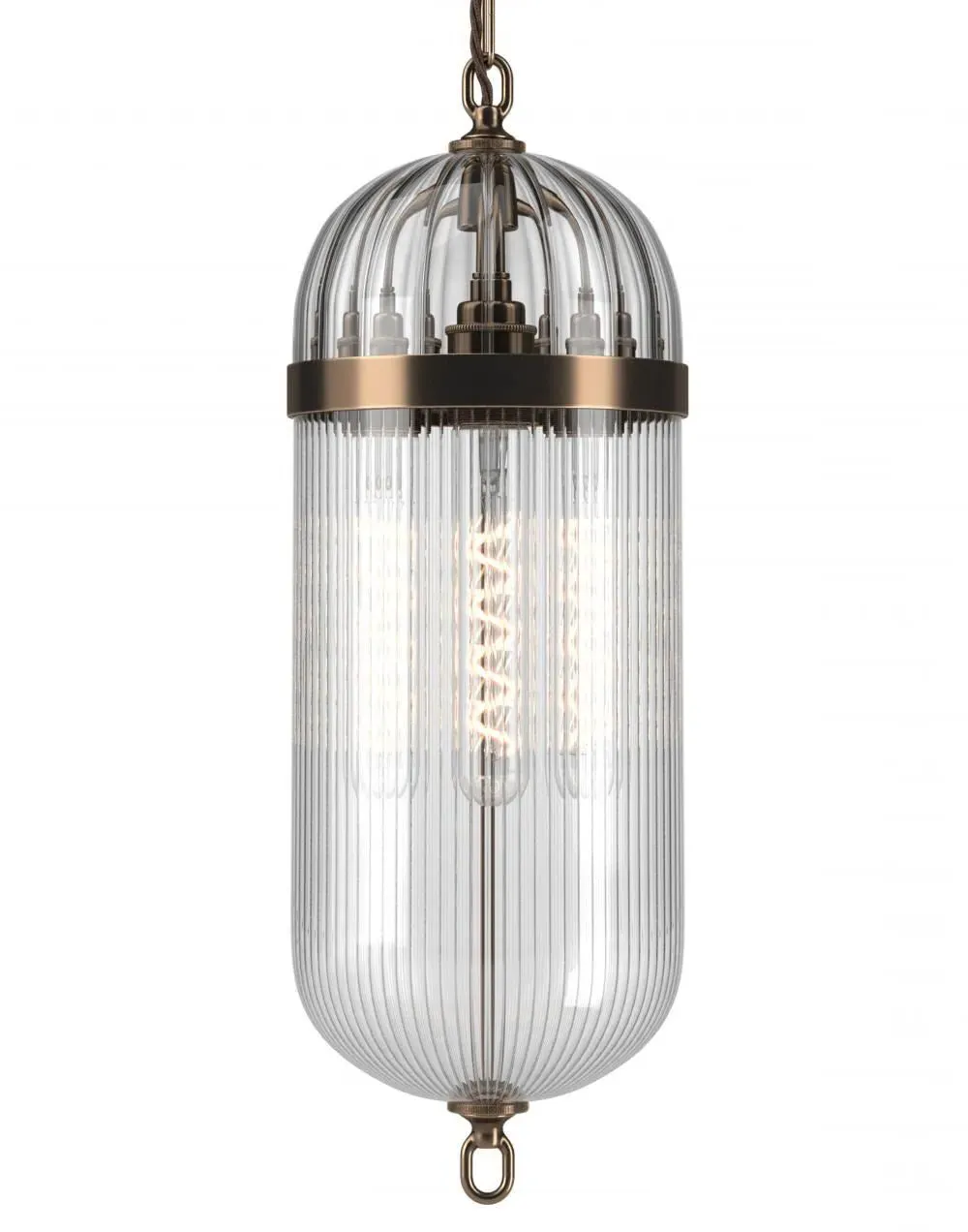 Pendant Lantern with Mixed Glass - Antique Brass