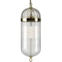 Pendant Lantern with Mixed Glass - Polished Brass