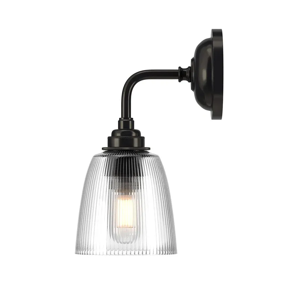 Pixley Bathroom Wall Light - Antique Brass, Ribbed Glass