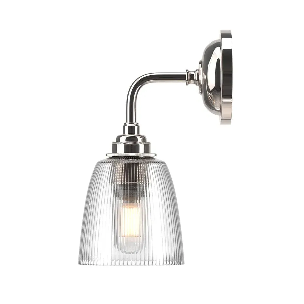 Pixley Bathroom Wall Light - Antique Brass, Ribbed Glass