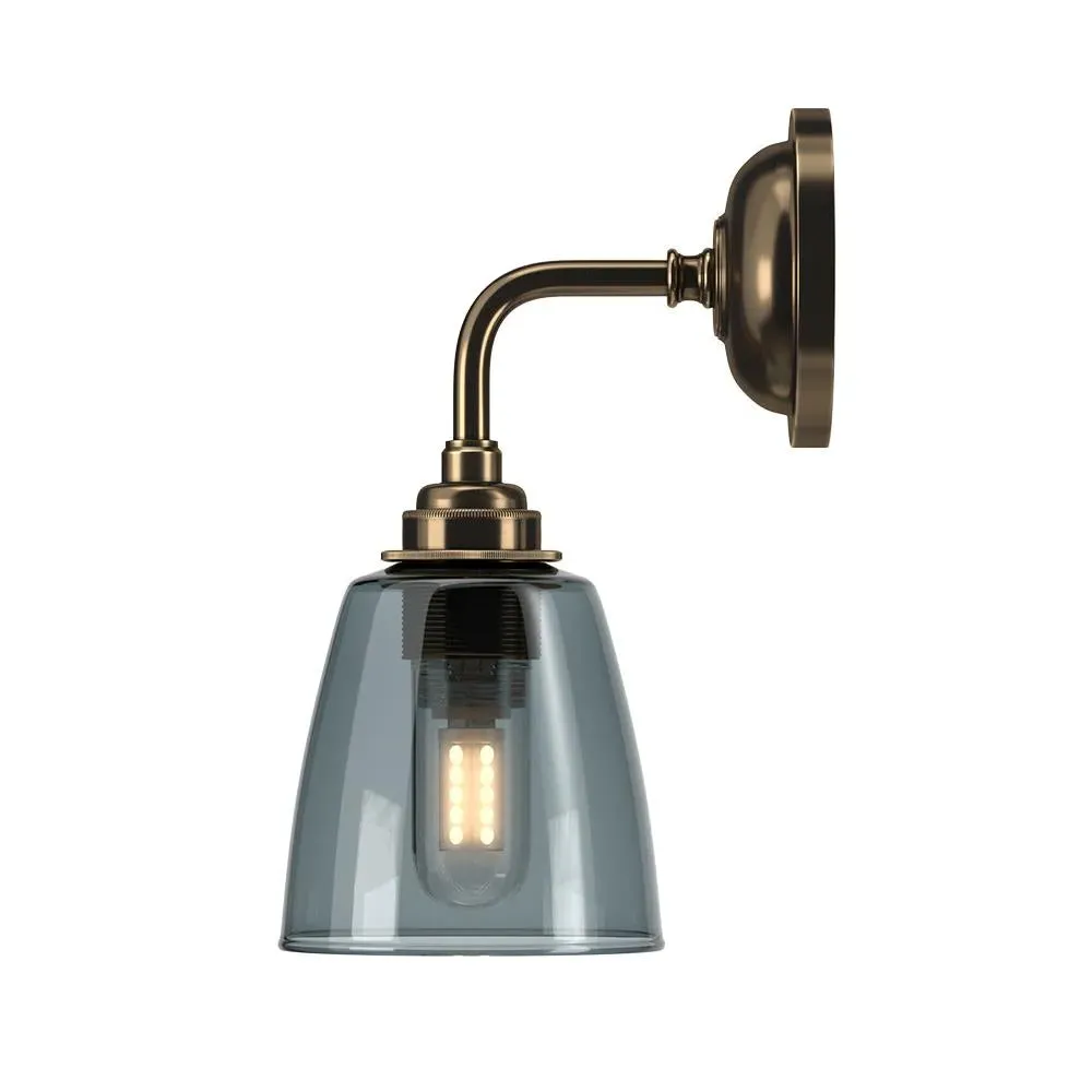 Pixley Bathroom Wall Light - Antique Brass, Smoked Glass