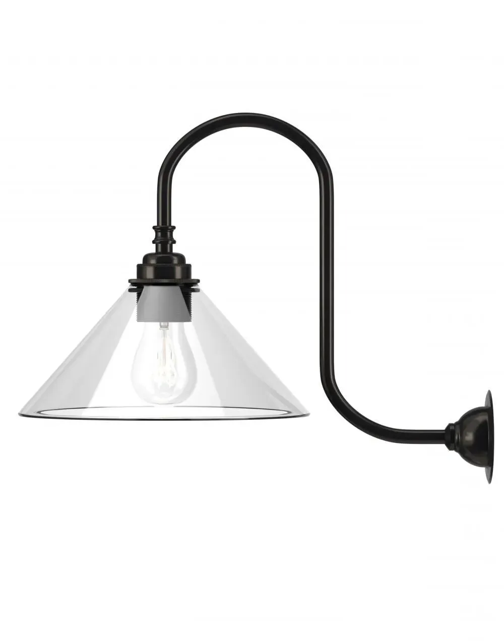 Swan Neck Wall Light - Antique Brass, Glass