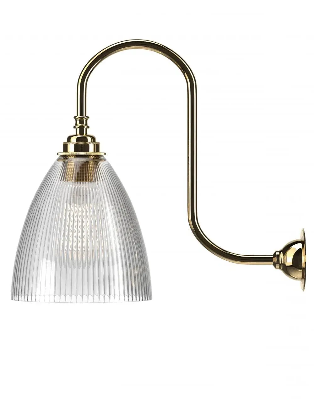 Swan Neck Wall Light - Antique Brass, Glass
