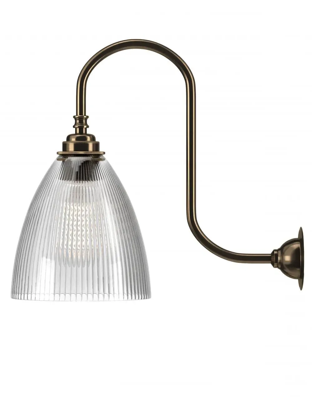 Swan Neck Wall Light - Antique Brass, Glass