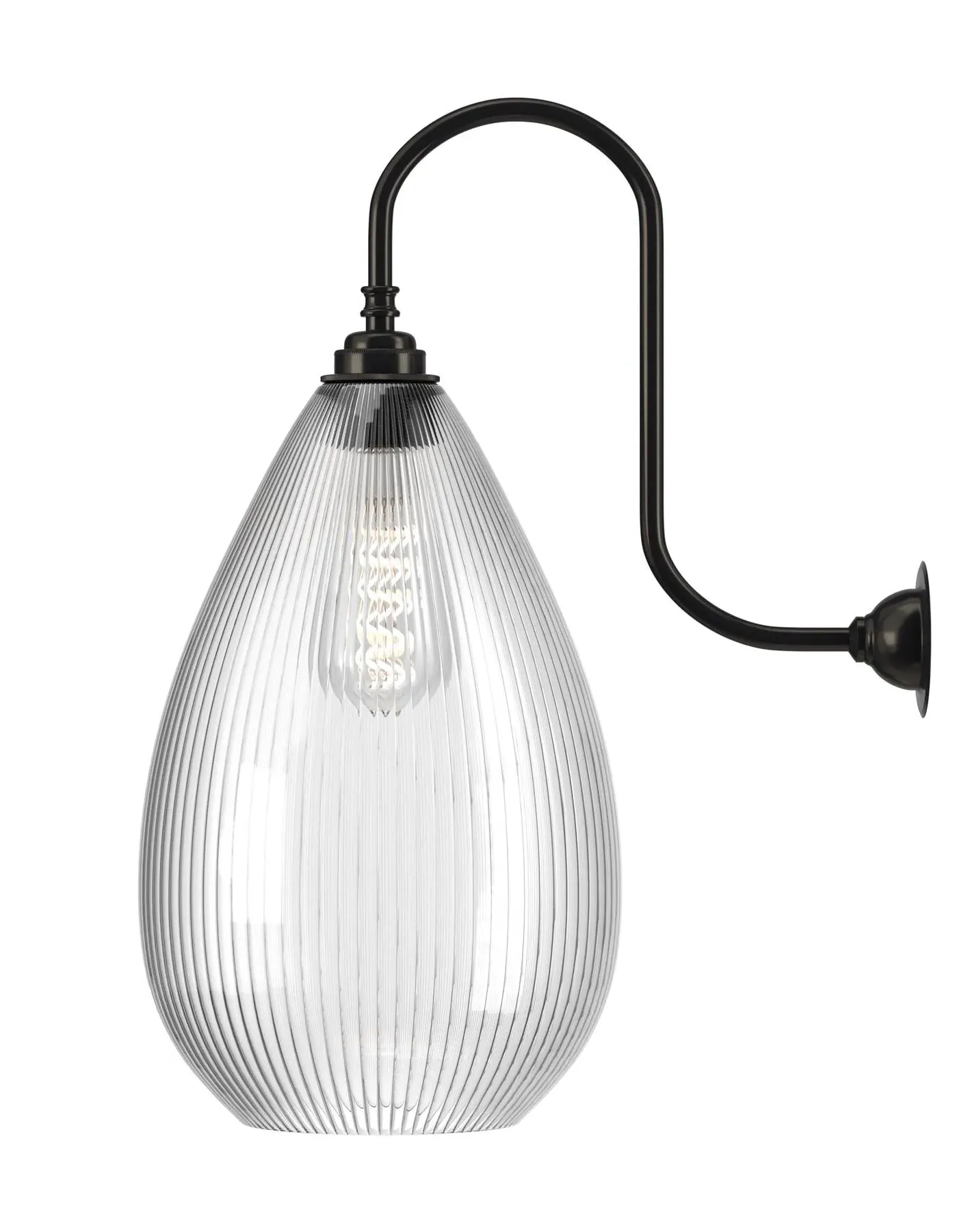 Swan Neck Wall Light - Antique Brass, Glass