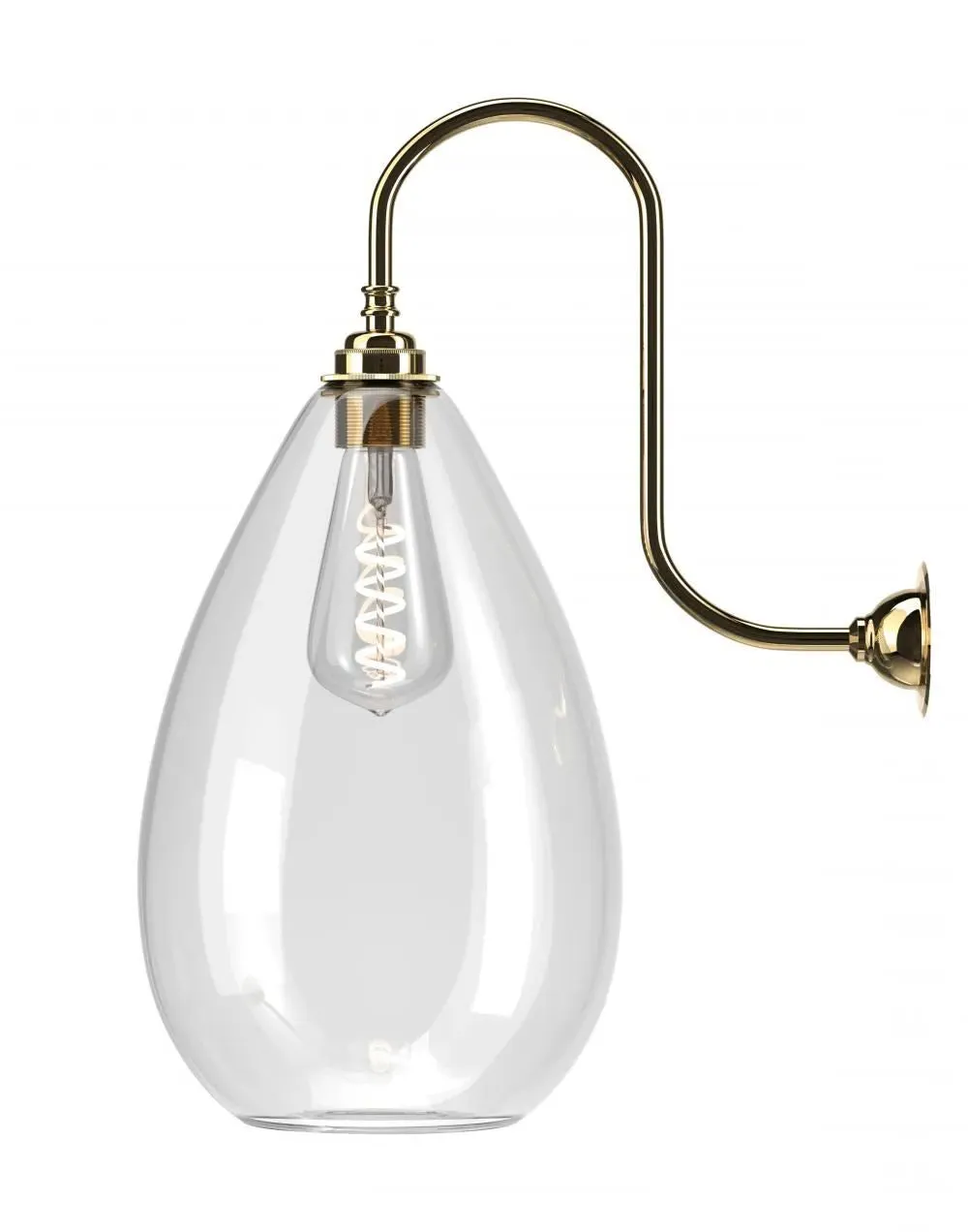 Swan Neck Wall Light - Antique Brass, Ribbed