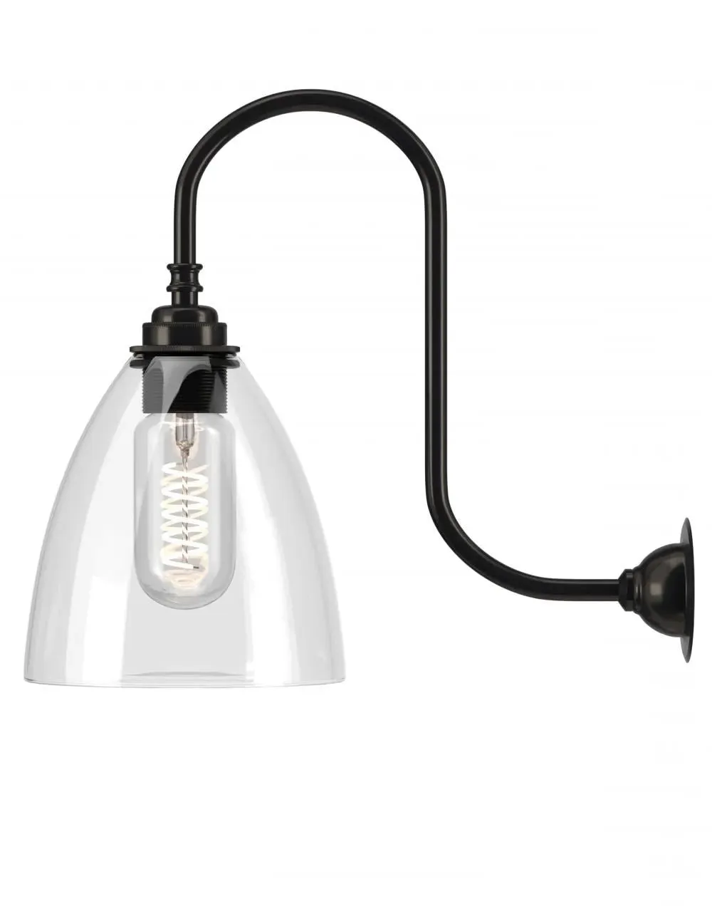 Swan Neck Wall Light - Bronze, Glass image