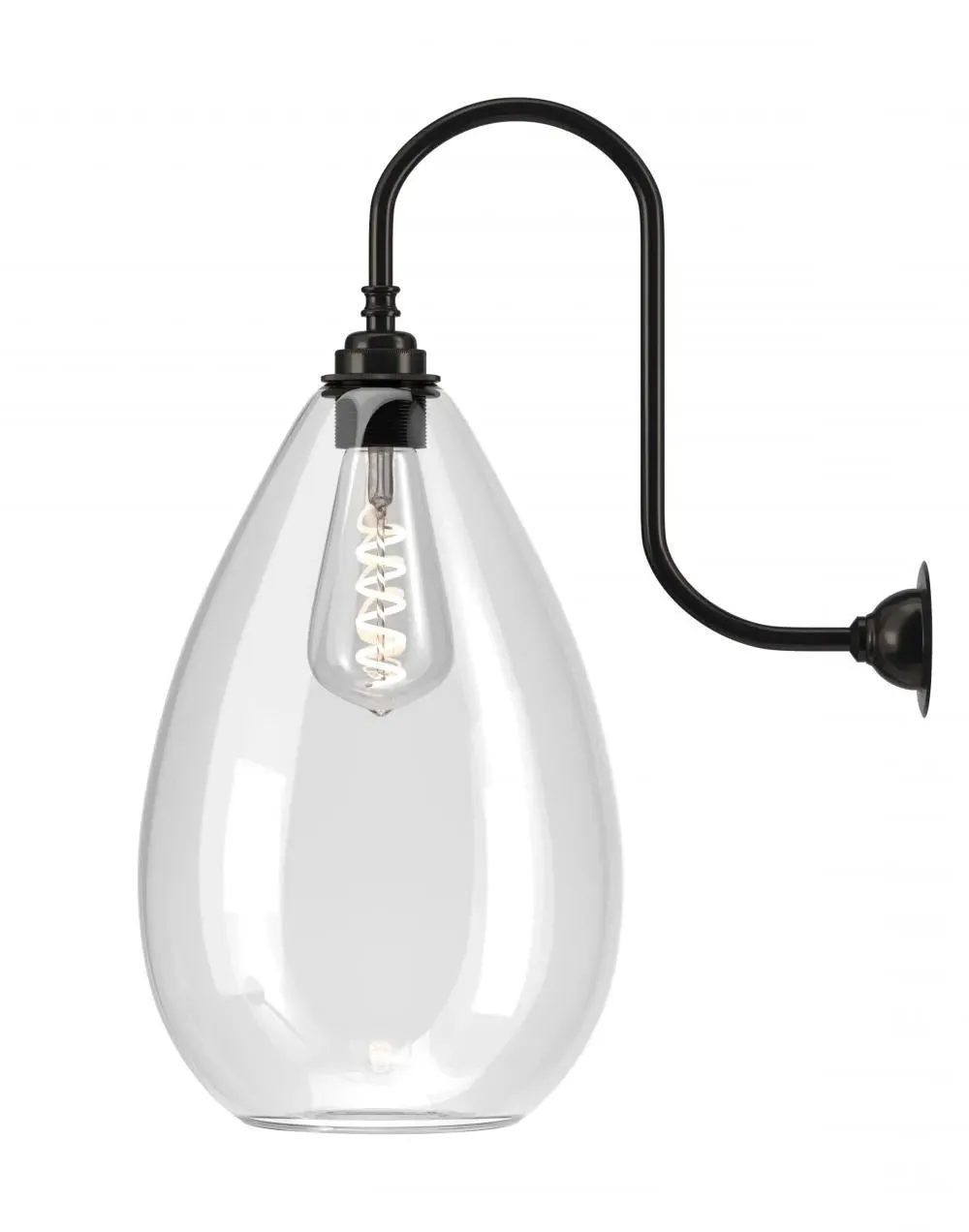 Swan Neck Wall Light - Bronze, Glass