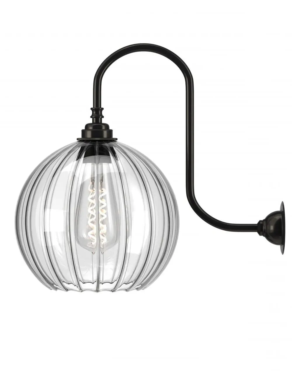 Swan Neck Wall Light - Bronze, Glass