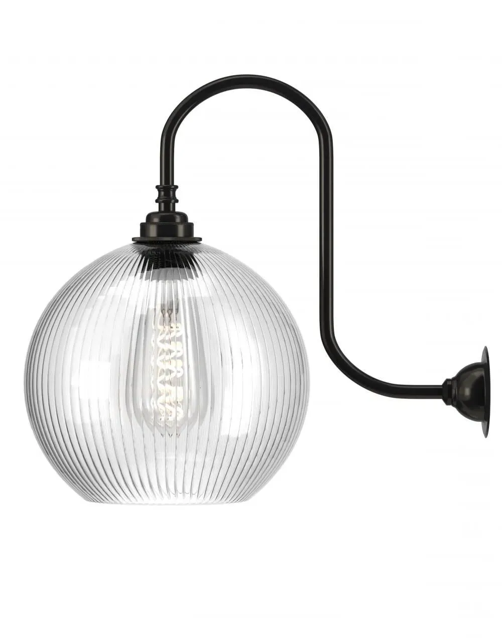 Swan Neck Wall Light - Bronze, Glass