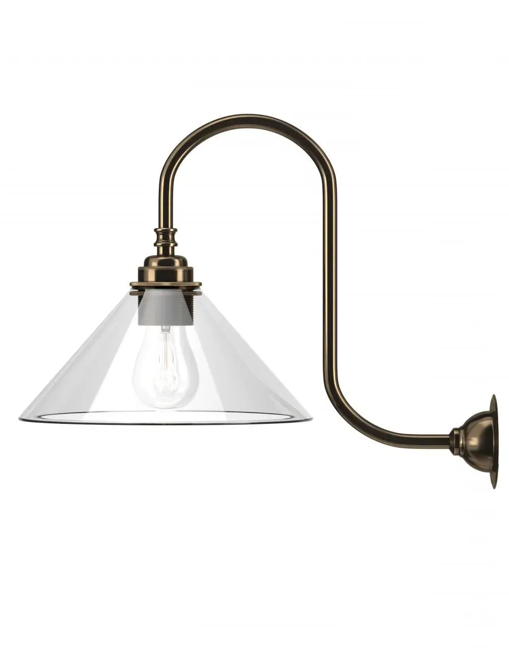 Swan Neck Wall Light - Bronze, Smoked Glass