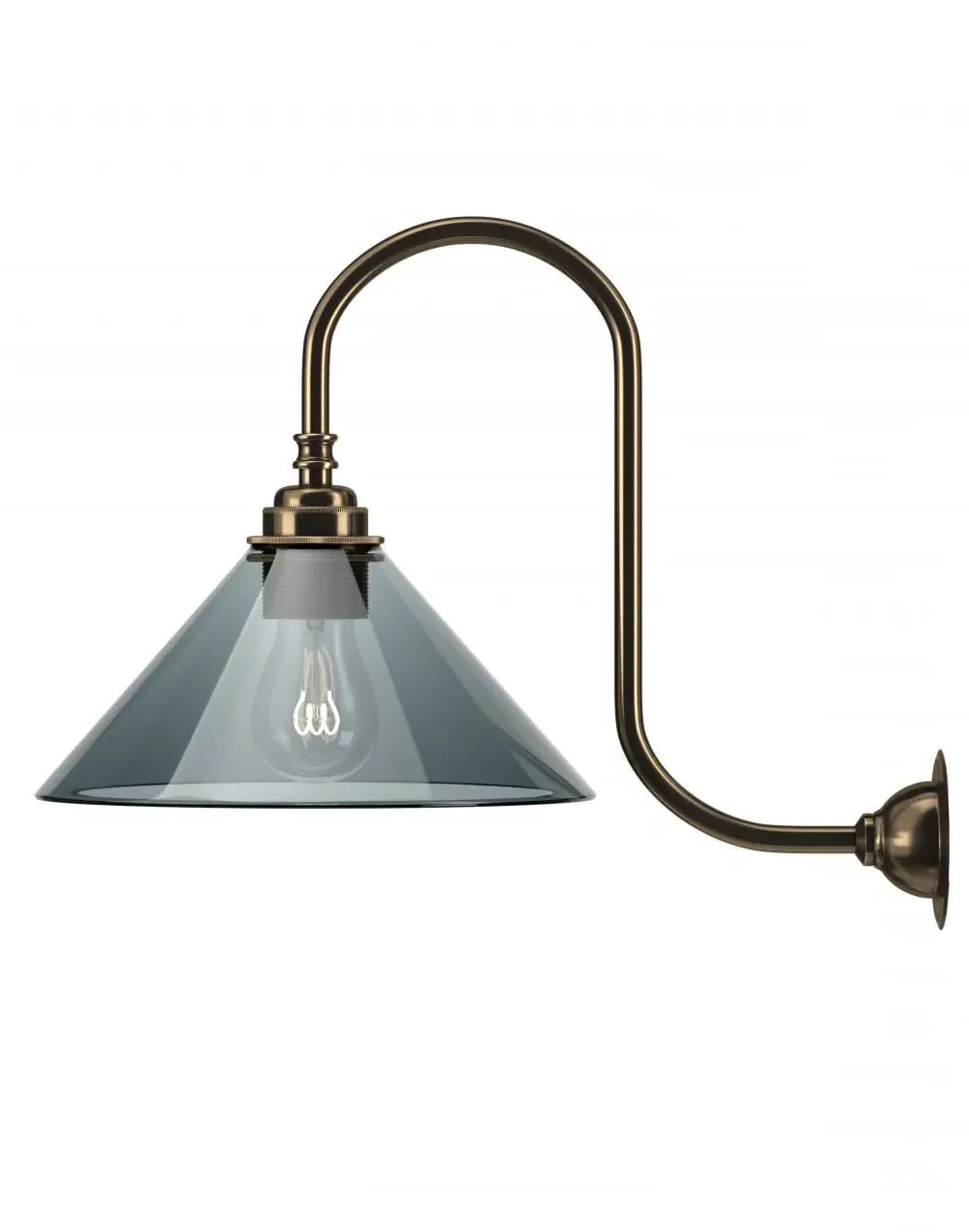 Swan Neck Wall Light - Bronze, Smoked Glass