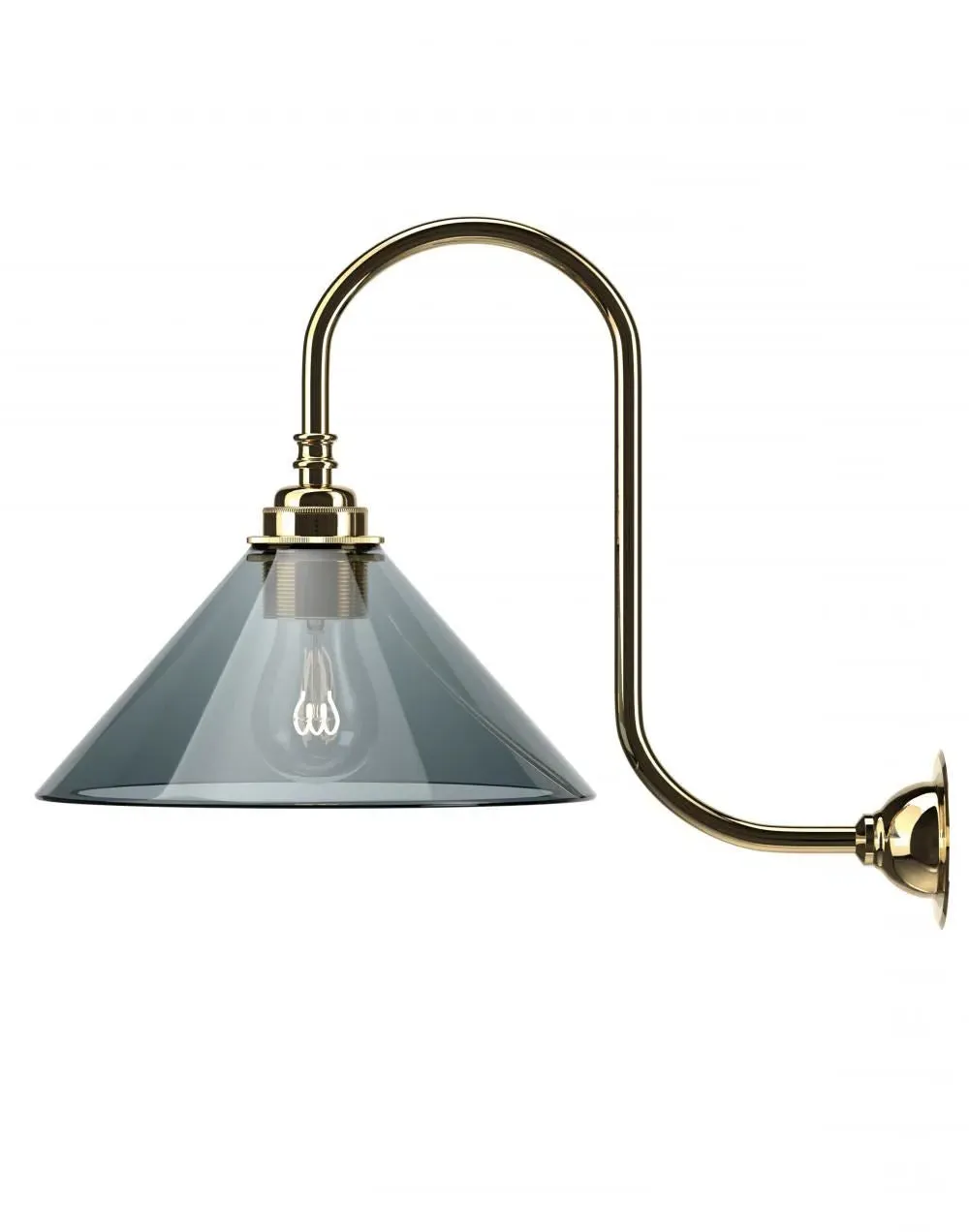 Swan Neck Wall Light - Bronze, White Glass