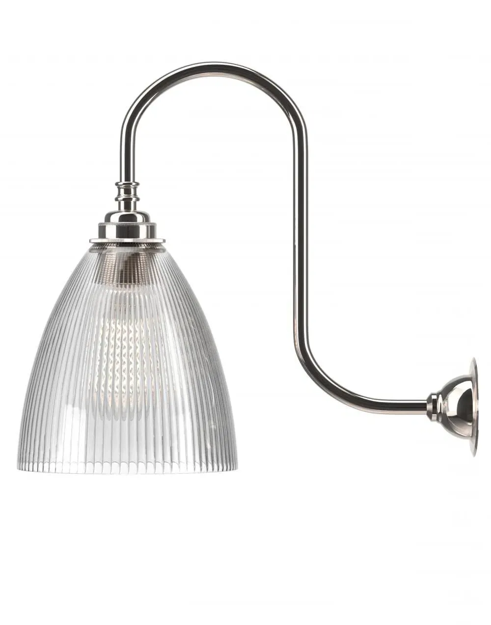 Swan Neck Wall Light - Nickel, Glass