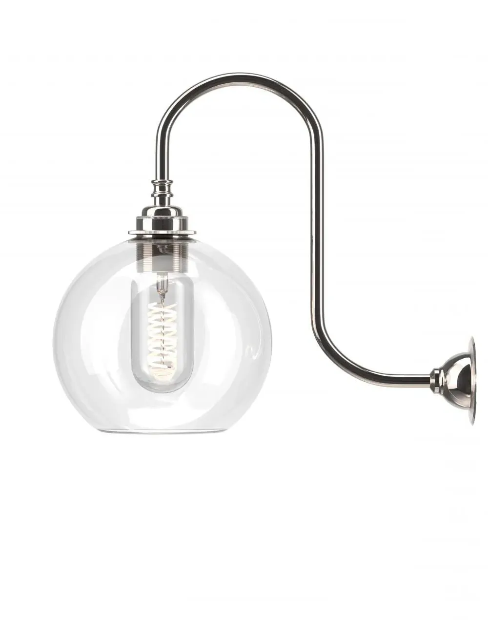 Swan Neck Wall Light - Nickel, Glass