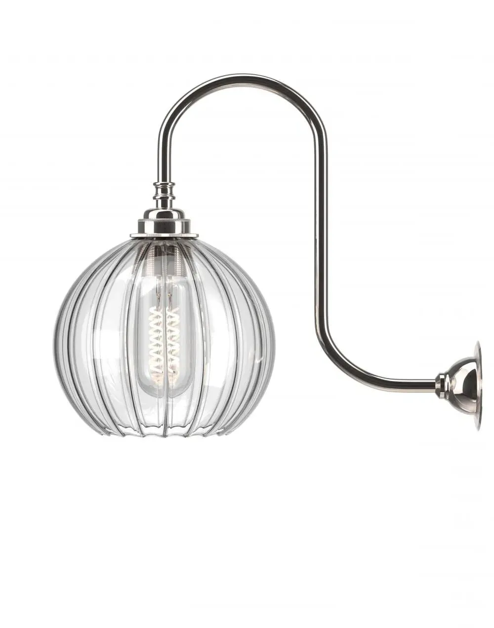 Swan Neck Wall Light - Nickel, Glass