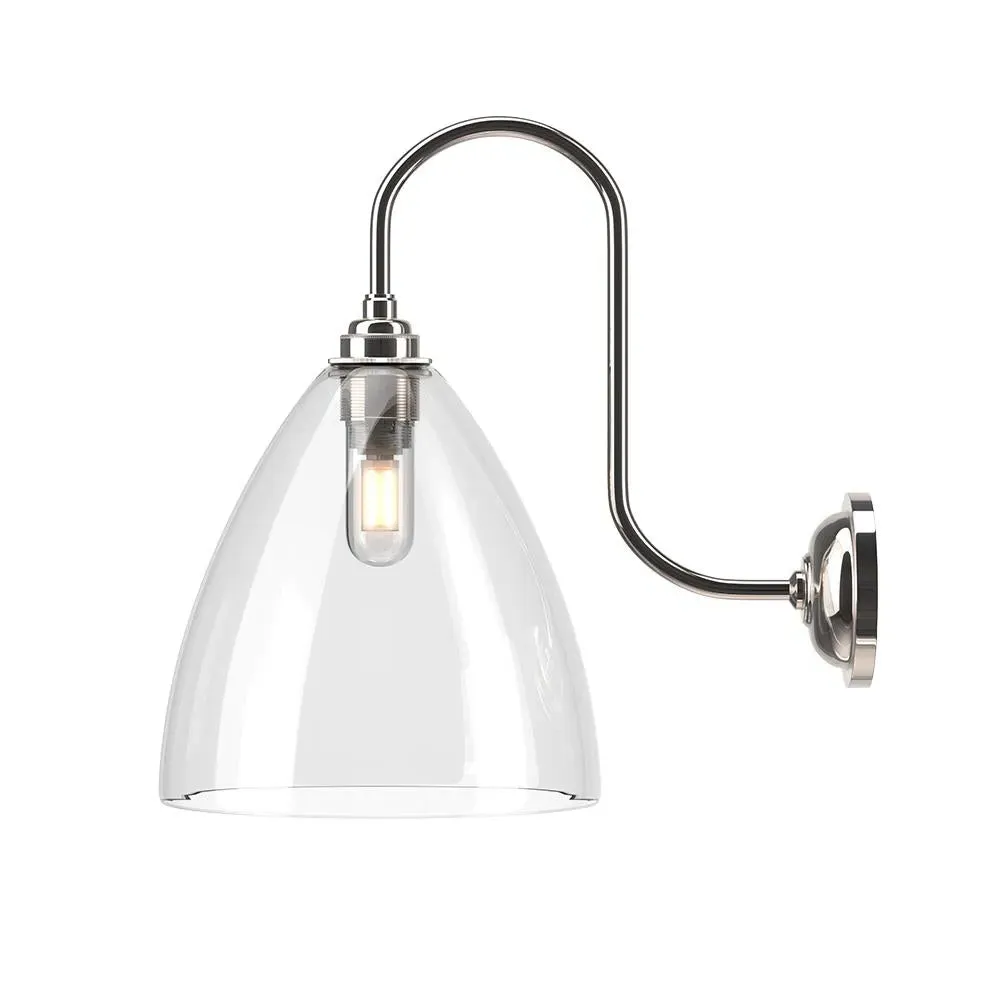 Swan Neck Wall Light - Nickel, Glass