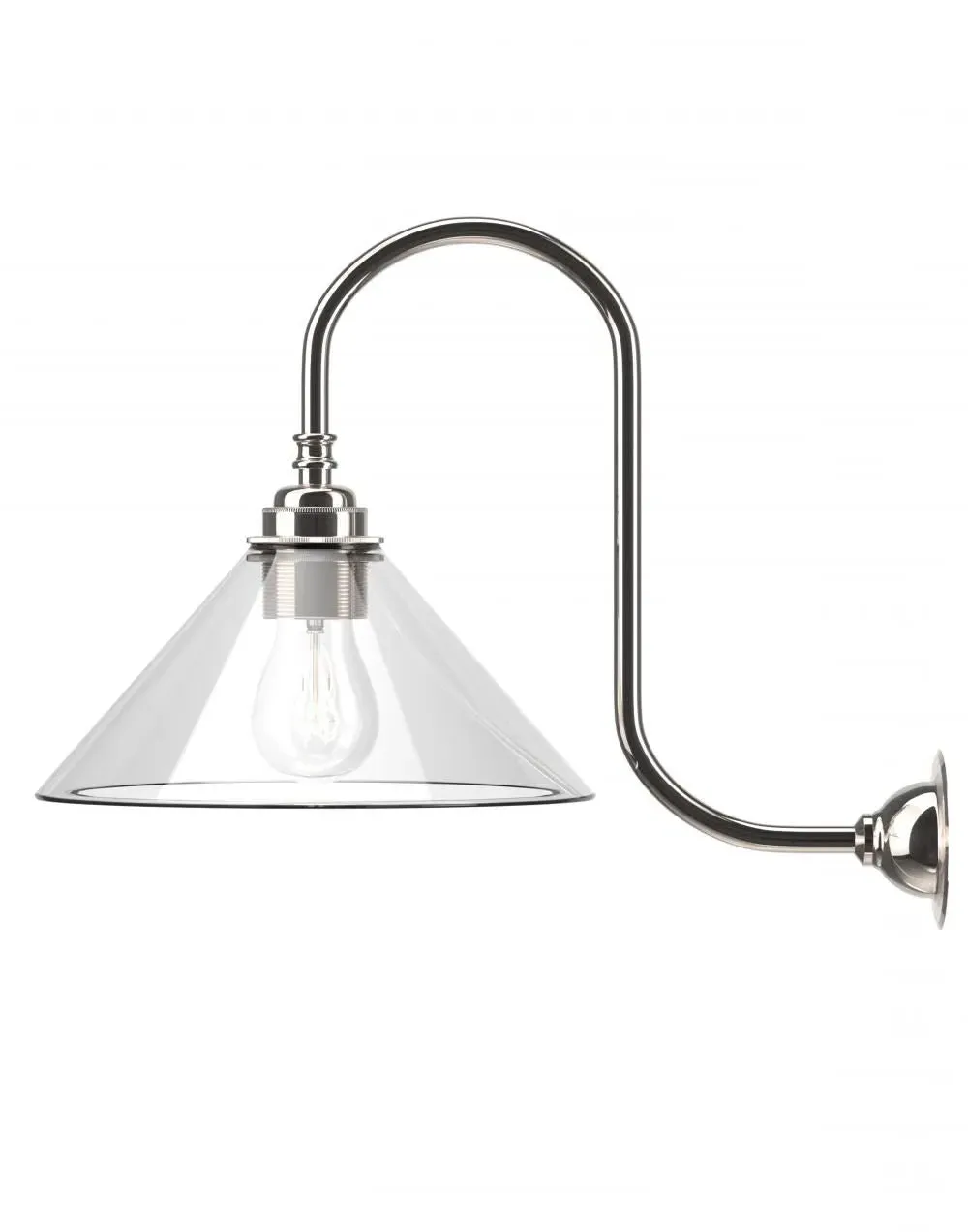 Swan Neck Wall Light - Nickel, Glass