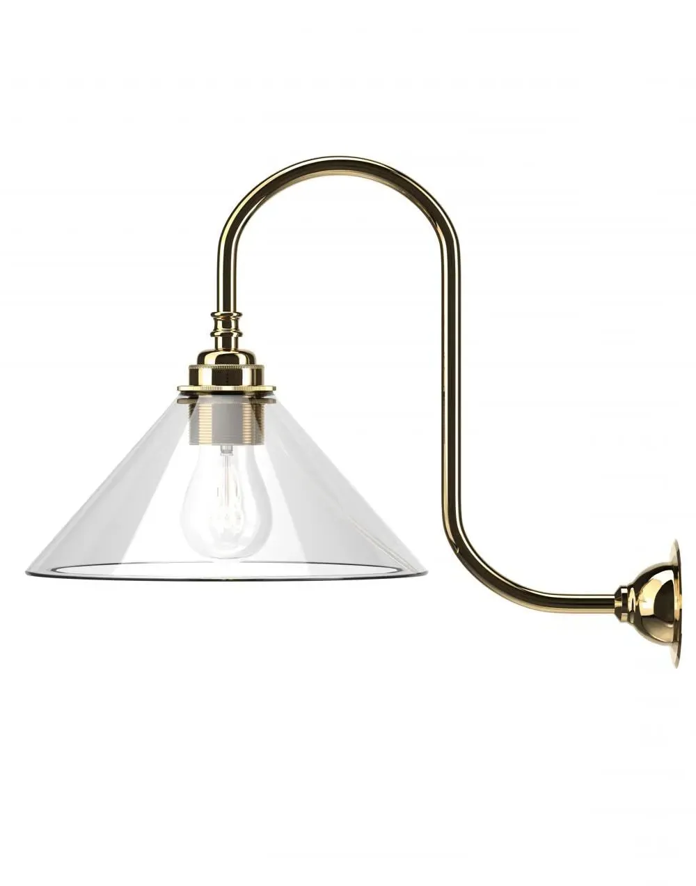 Swan Neck Wall Light - Nickel, Glass