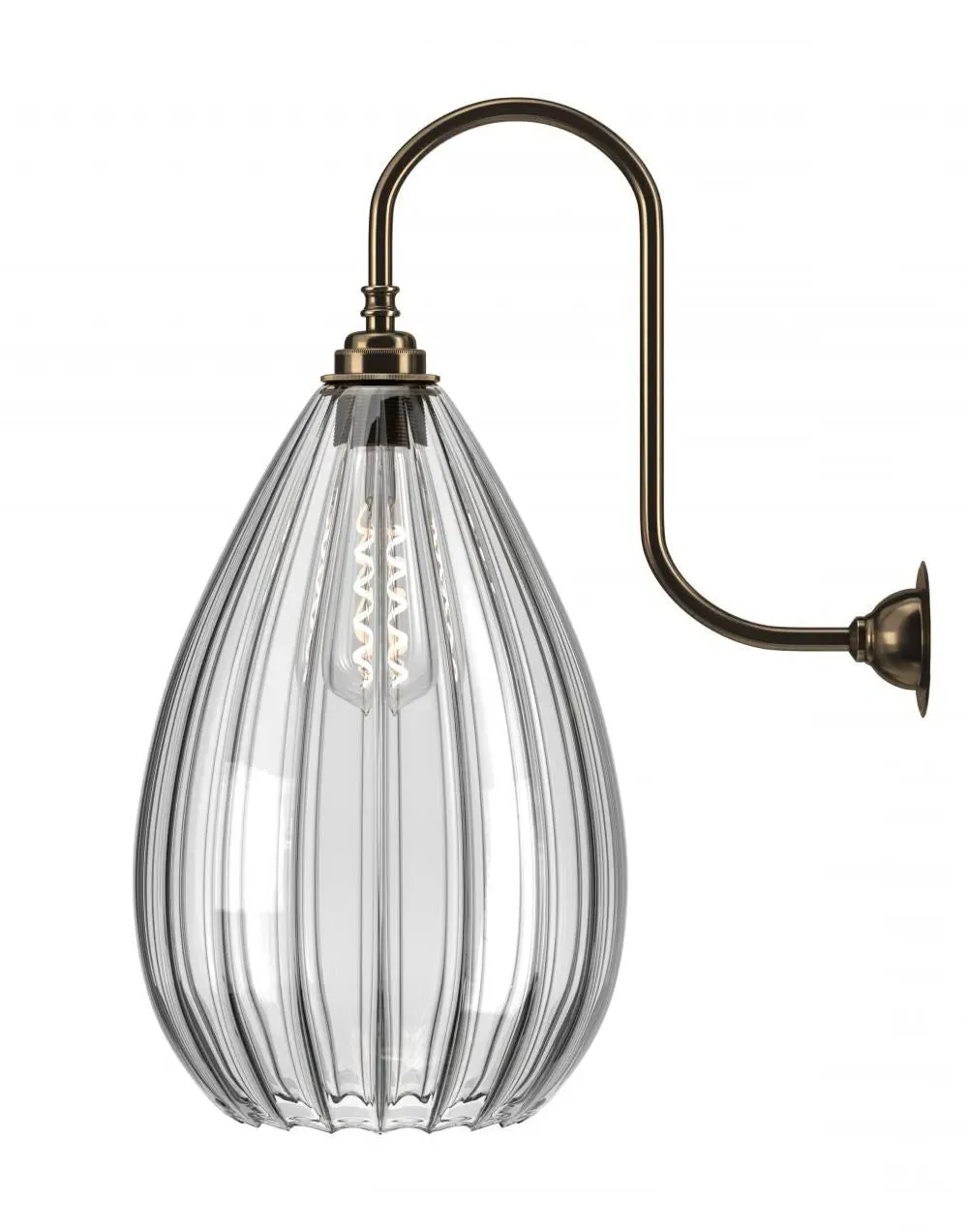 Swan Neck Wall Light - Nickel, Glass