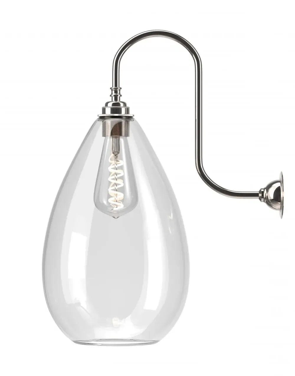 Swan Neck Wall Light - Nickel, Glass