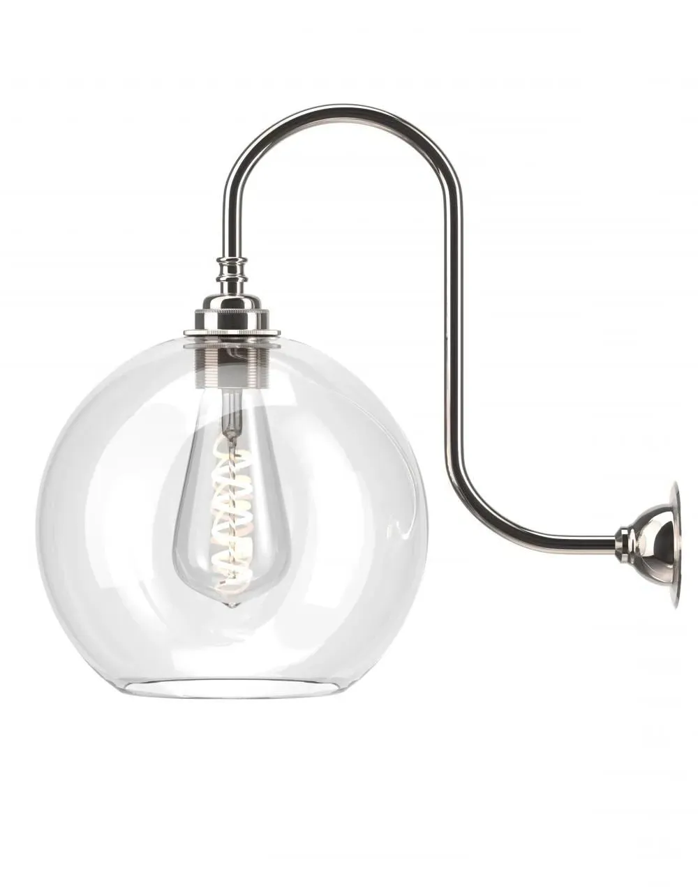 Swan Neck Wall Light - Nickel, Glass