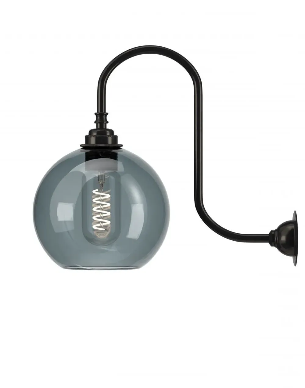 Swan Neck Wall Light - Nickel, Glass