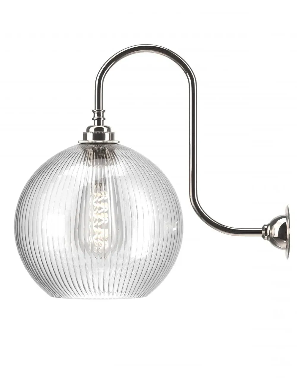 Swan Neck Wall Light - Nickel, Glass