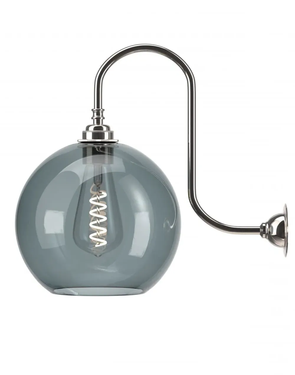 Swan Neck Wall Light - Nickel, Glass