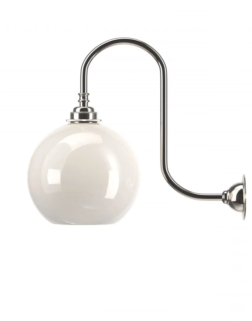 Swan Neck Wall Light - Nickel, Glass