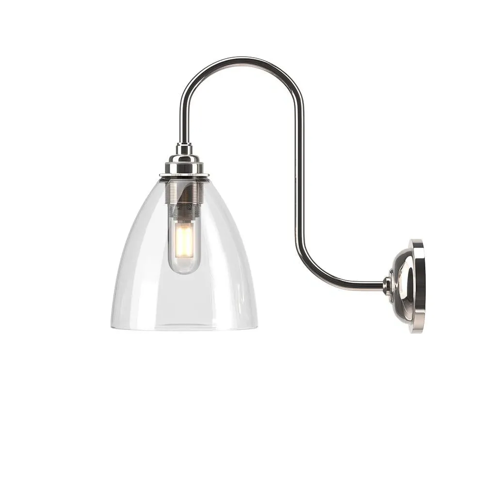 Swan Neck Wall Light - Nickel, Glass