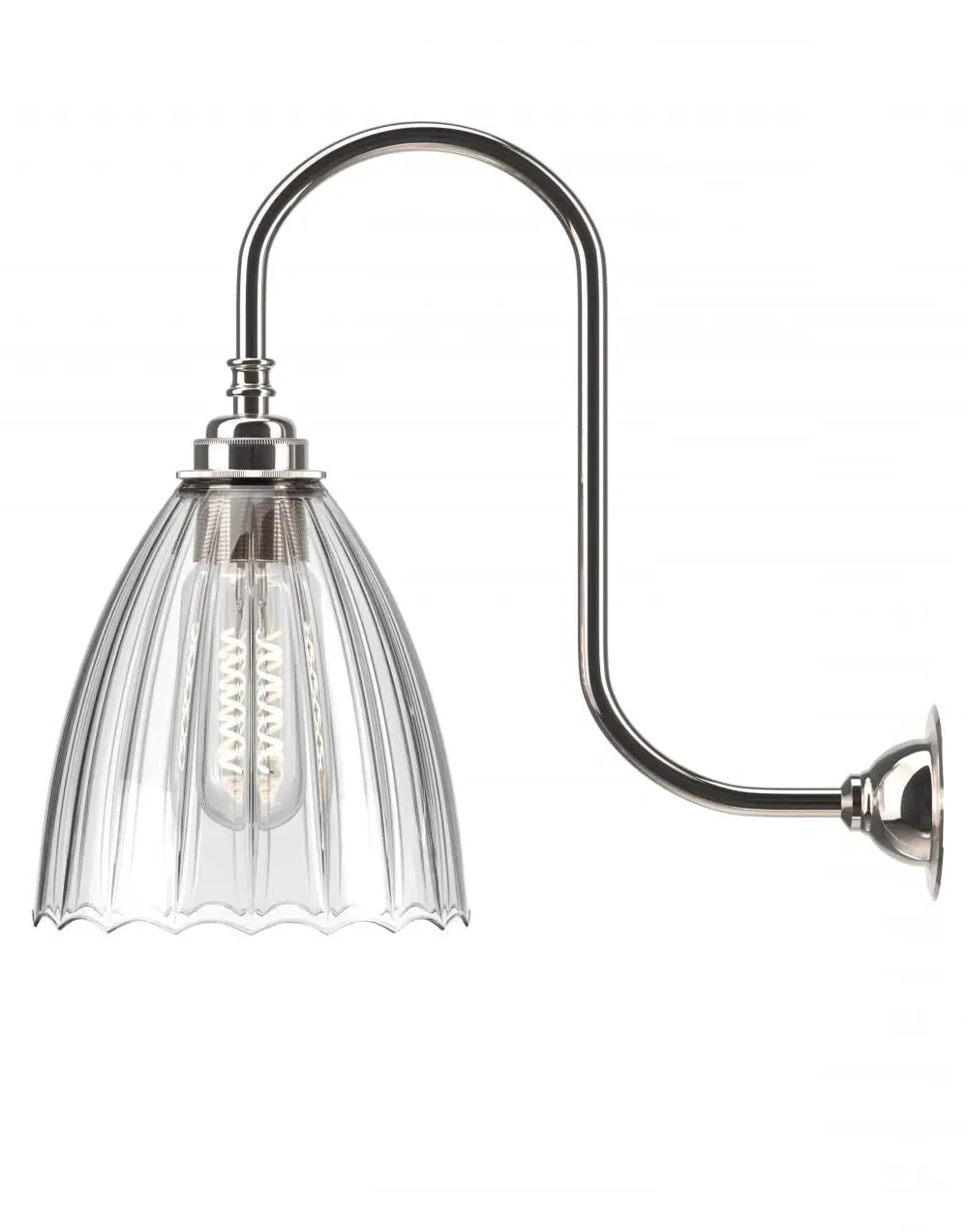 Swan Neck Wall Light - Polished Brass, Glass