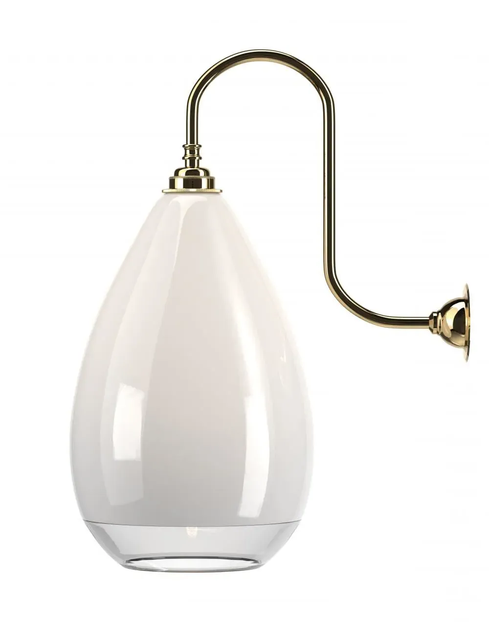 Swan Neck Wall Light - Polished Brass, Glass