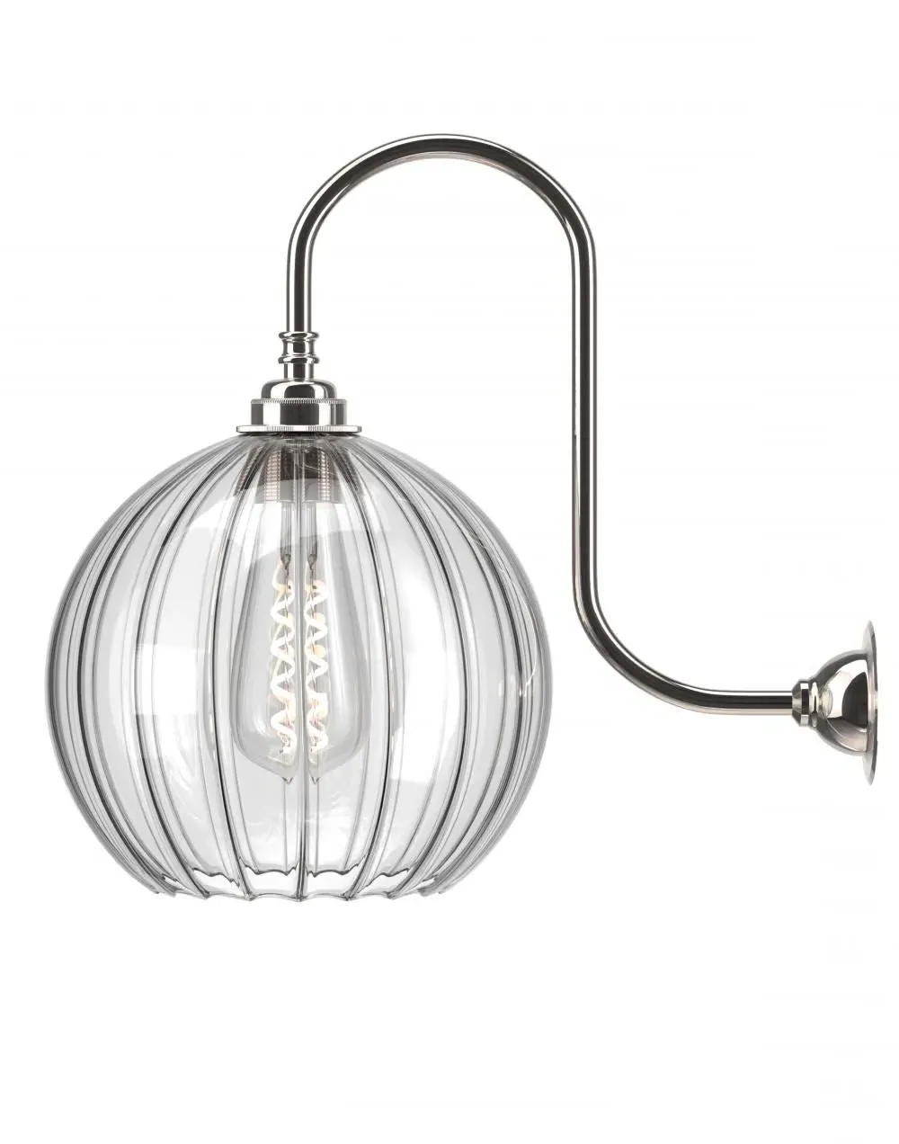 Swan Neck Wall Light - Polished Brass, Glass