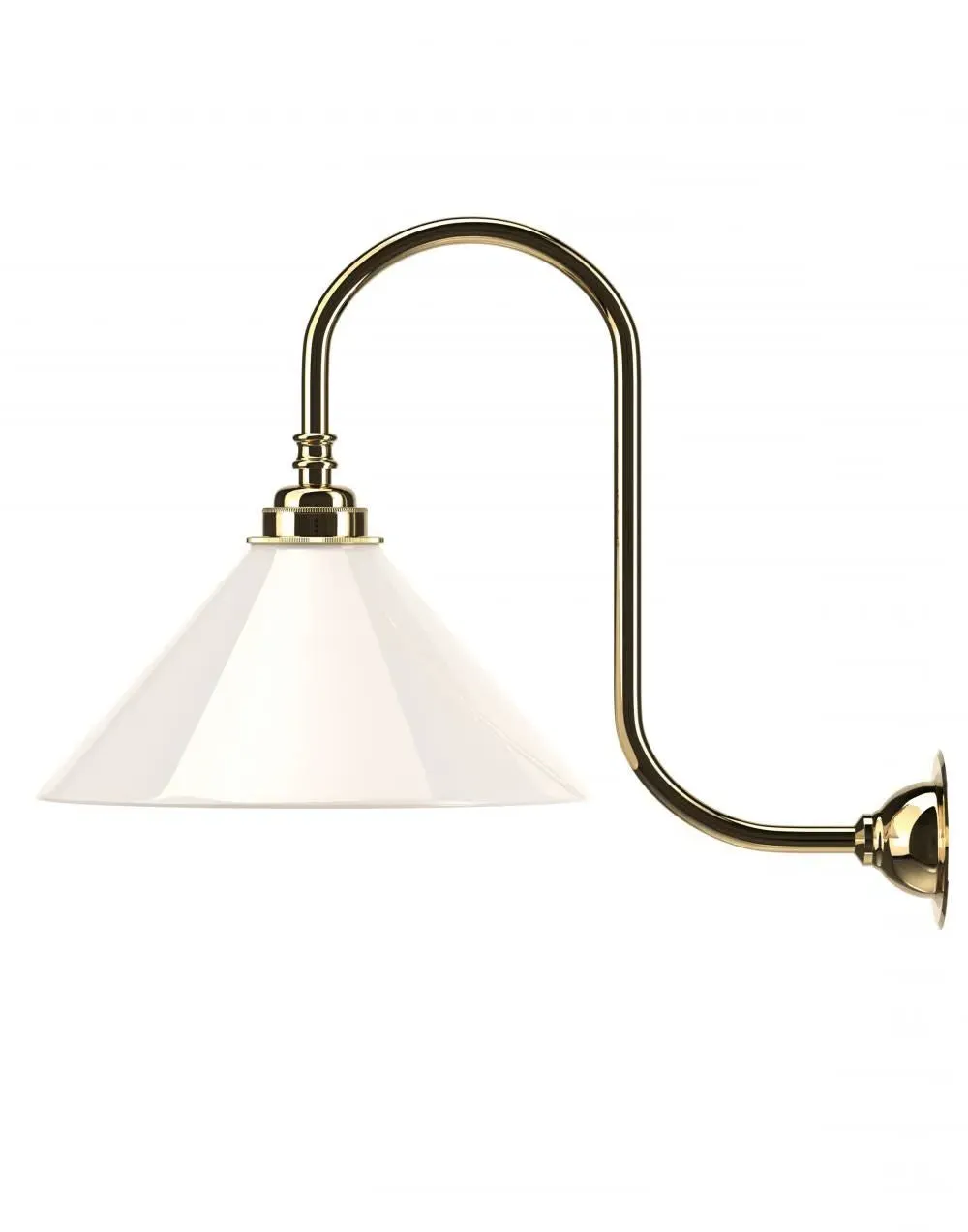 Swan Neck Wall Light - Polished Brass, Glass