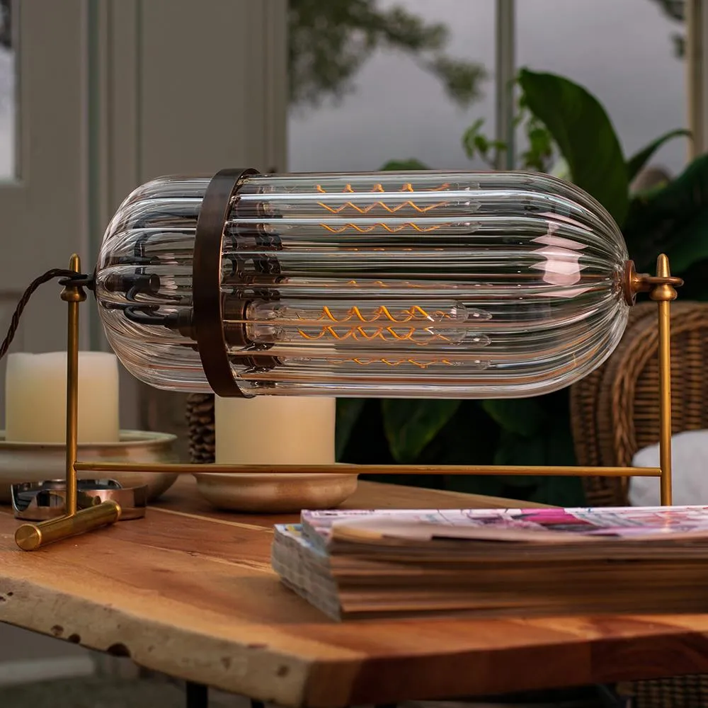 Table Lamp with Glass Shade - Polished Brass