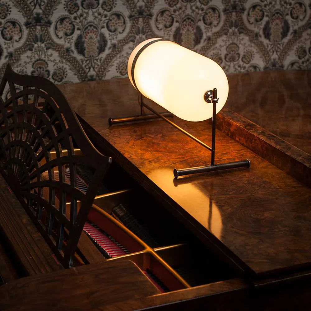 Table Lamp with Skinny Glass Shade - Bronze, Metal