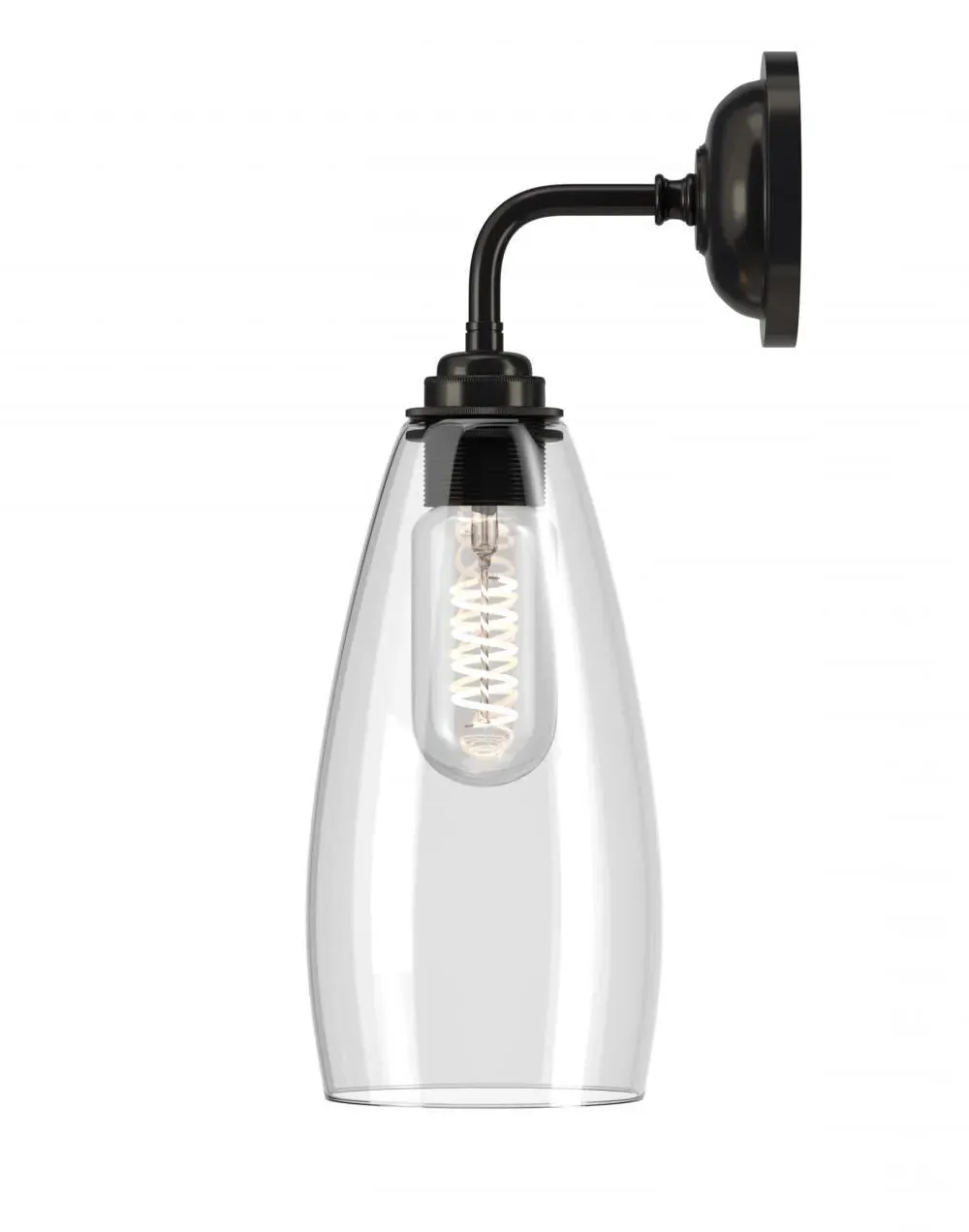 Upton Bathroom Wall Light - Nickel, Clear Glass