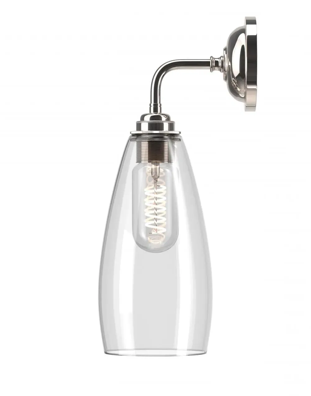 Upton Bathroom Wall Light - Nickel, Clear Glass image