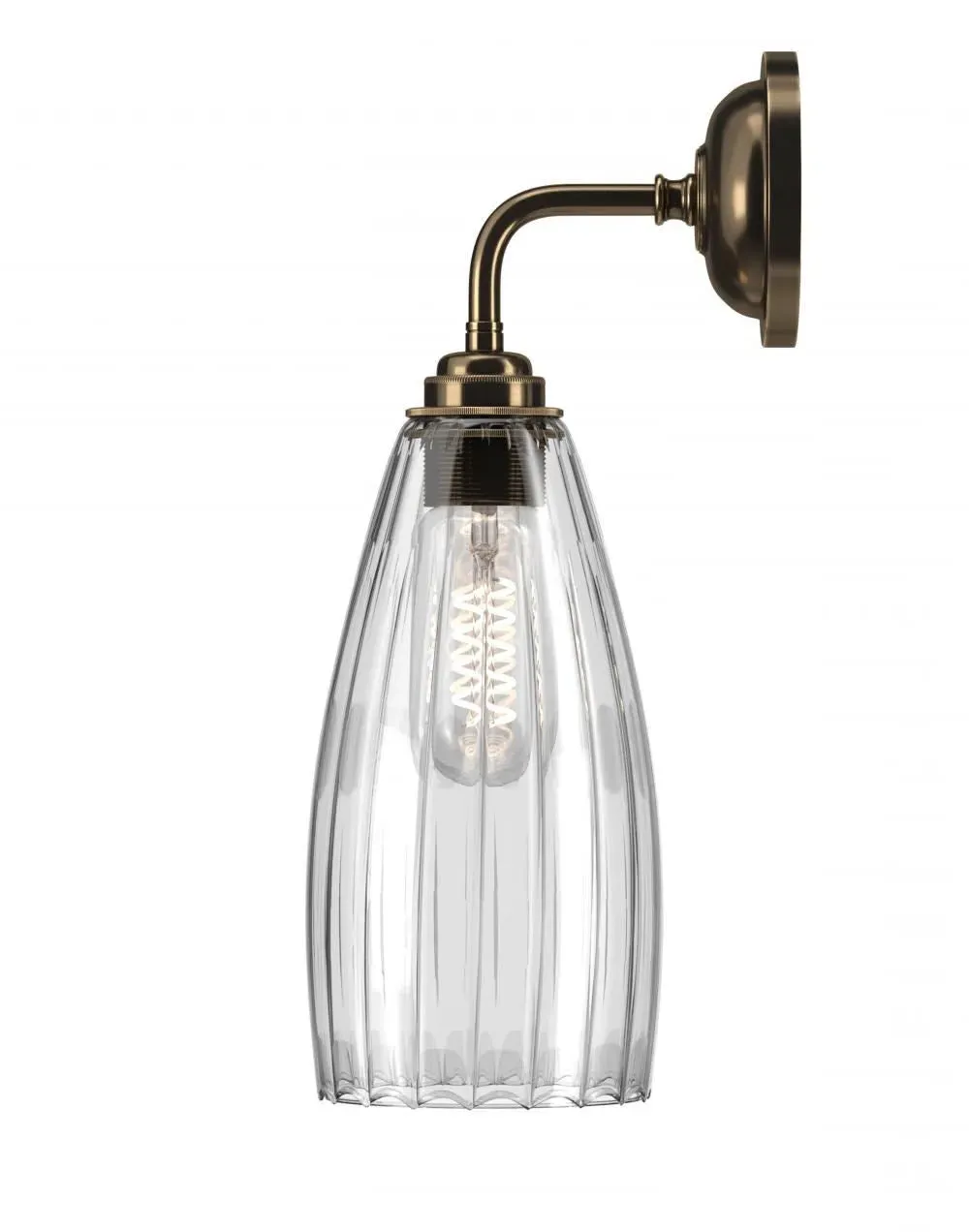 Upton Bathroom Wall Light - Nickel, Ribbed Glass