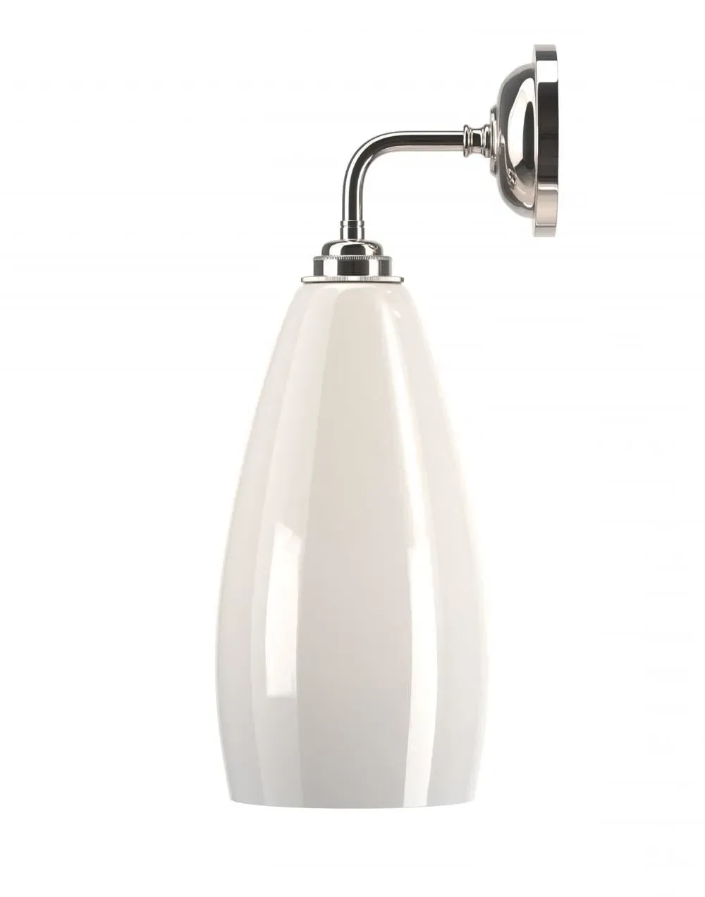 Upton Bathroom Wall Light - Nickel, White Glass
